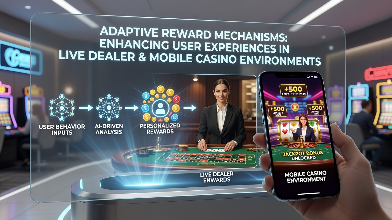 Mobile casino screen displaying real-time adaptive rewards during a live dealer game
