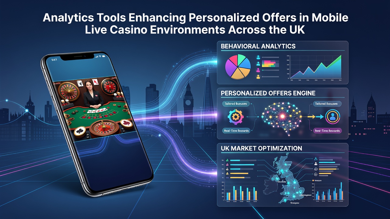 Analytics dashboard displaying player behavior metrics and tailored bonus recommendations for mobile live casino users