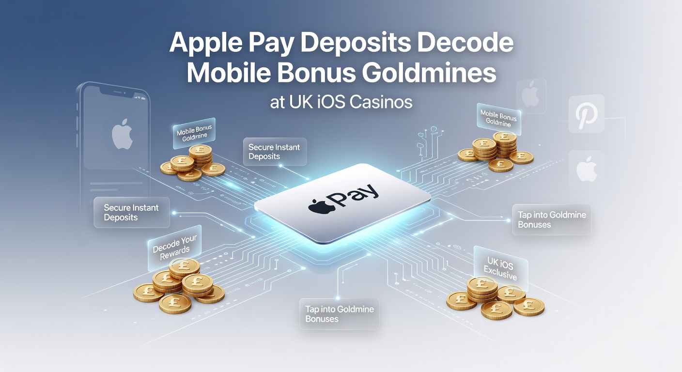 Close-up of iPhone screen showing Apple Pay funding a casino deposit, with overlaid graphics of spinning slots and bonus multipliers activating