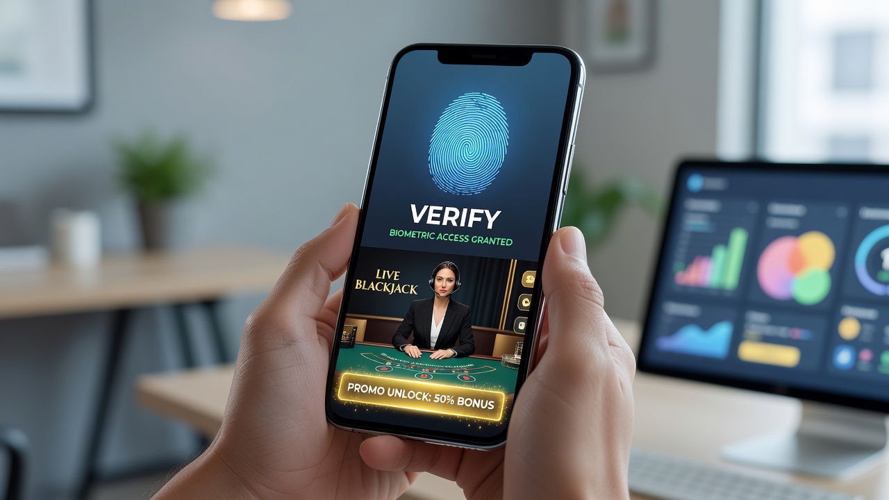 Biometric login screen on a mobile gaming app interface
