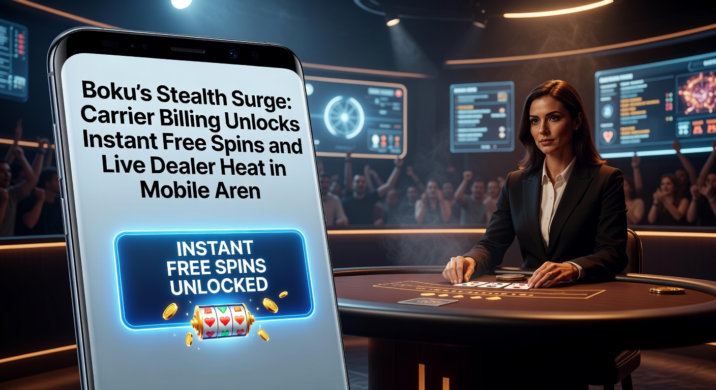 Dynamic screenshot of live blackjack dealer on mobile screen with carrier billing deposit popup and free spins wheel overlay