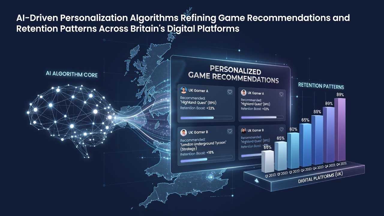 AI algorithms analyzing user behavior data on a UK gaming platform dashboard