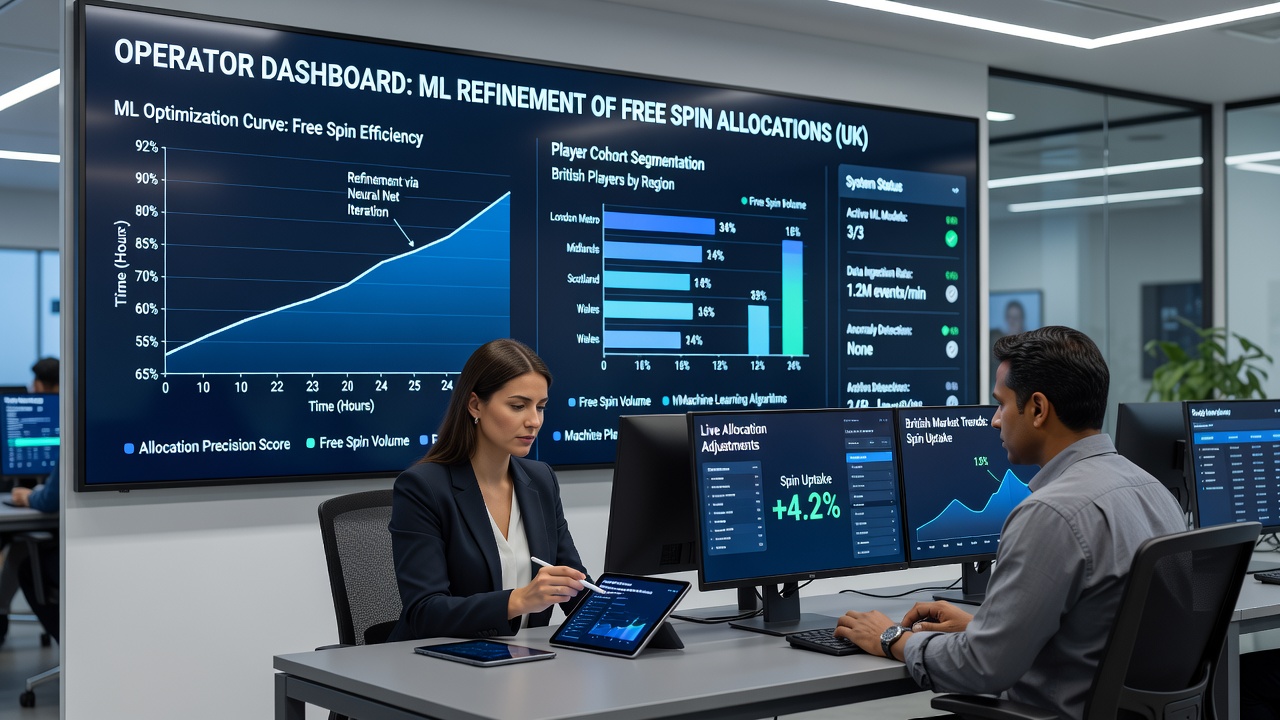 Detailed view of machine learning allocation graphs and player segmentation panels on a casino operator dashboard