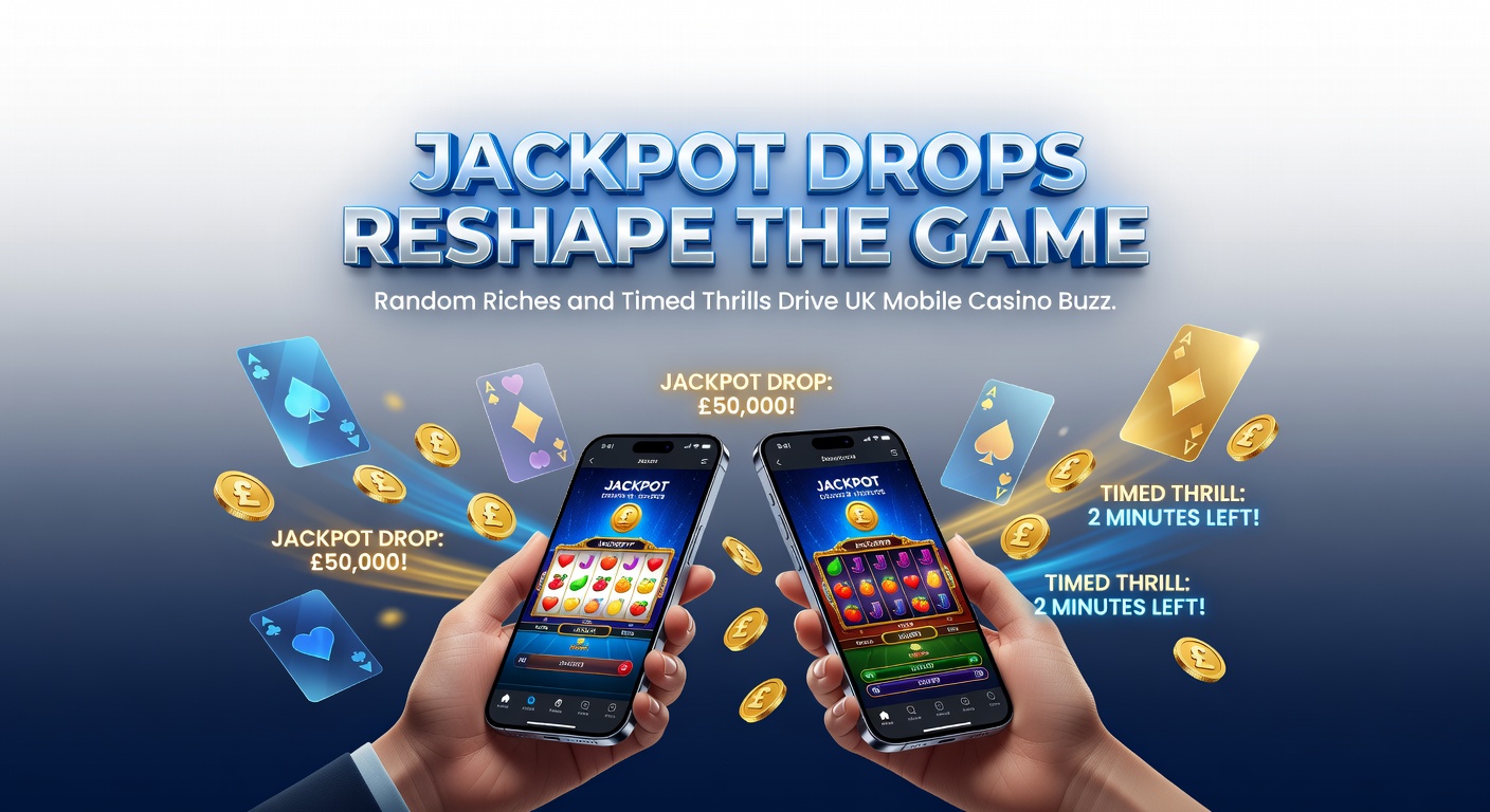 Vibrant mobile slot screen showing a jackpot drop notification with coins cascading and excitement building in a UK casino app