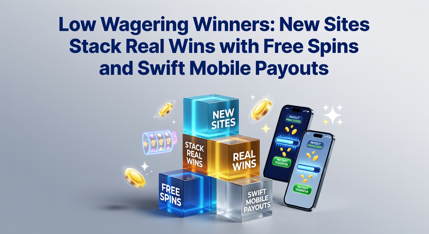 Dynamic image of a mobile casino interface displaying free spins activation, low wagering meters filling up, and cashout buttons glowing green