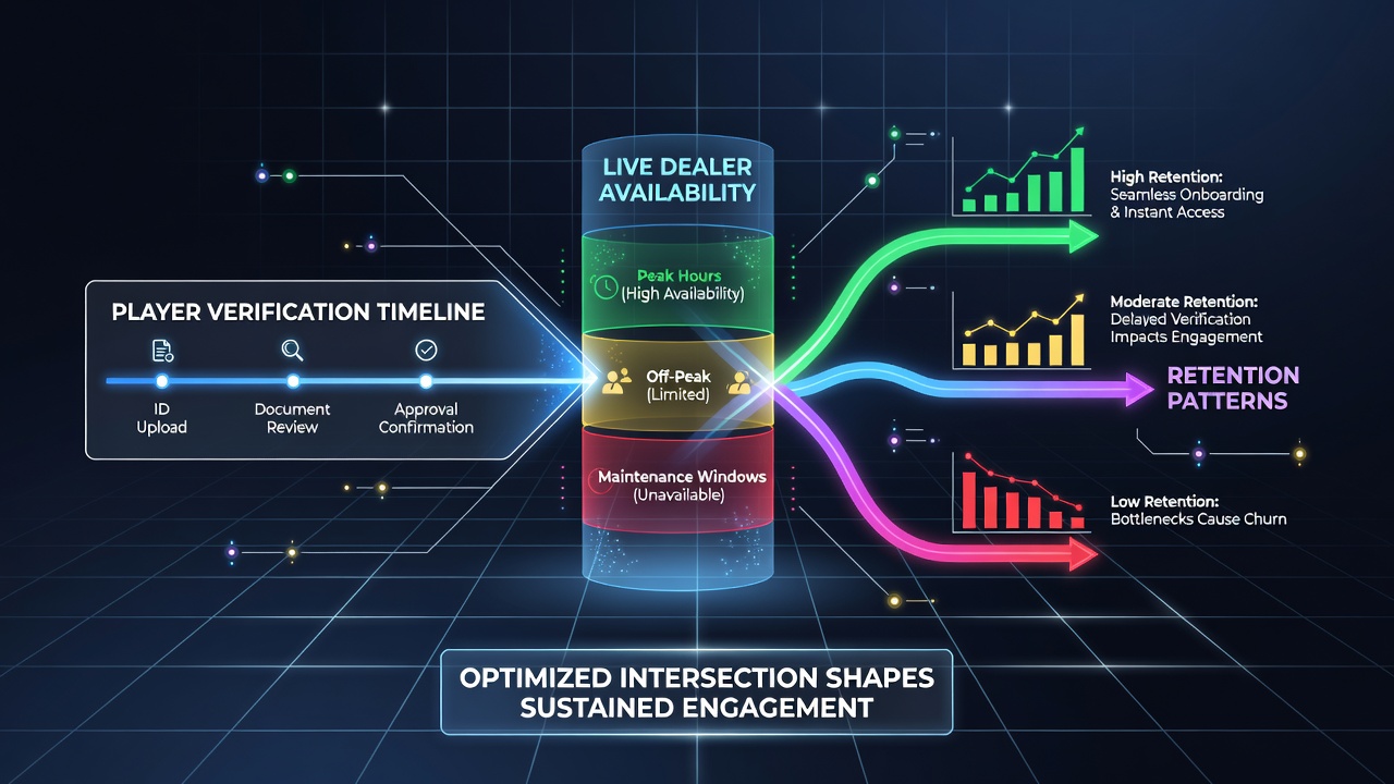 Graph showing retention patterns influenced by verification speed and live dealer access in British online casinos