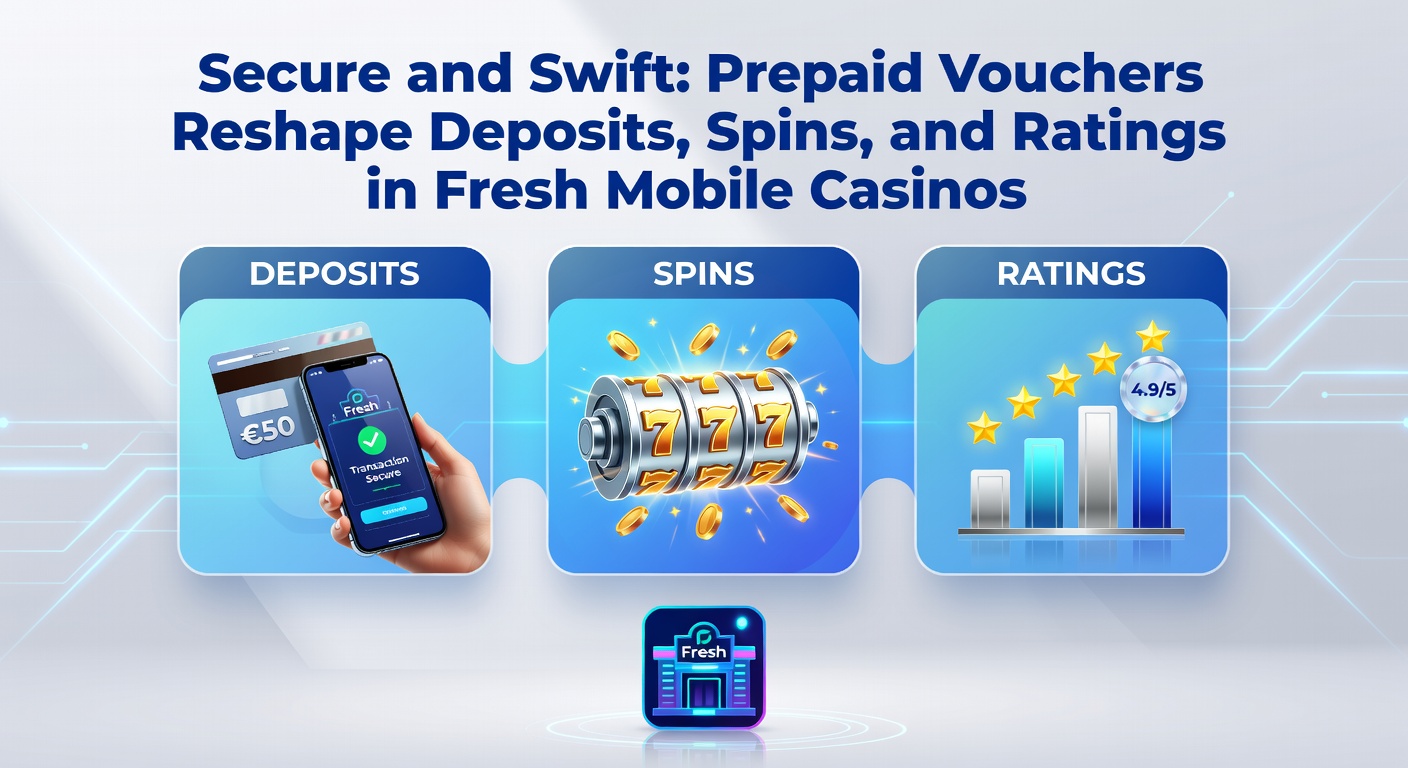 Illustration of prepaid voucher cards integrated with mobile casino apps, showing secure deposit flows and spinning reels