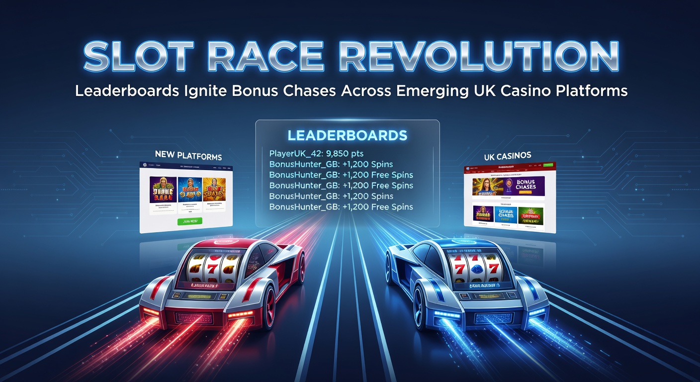 Vibrant leaderboard display from a slot race tournament on a UK casino platform, showing top players chasing bonuses in real-time