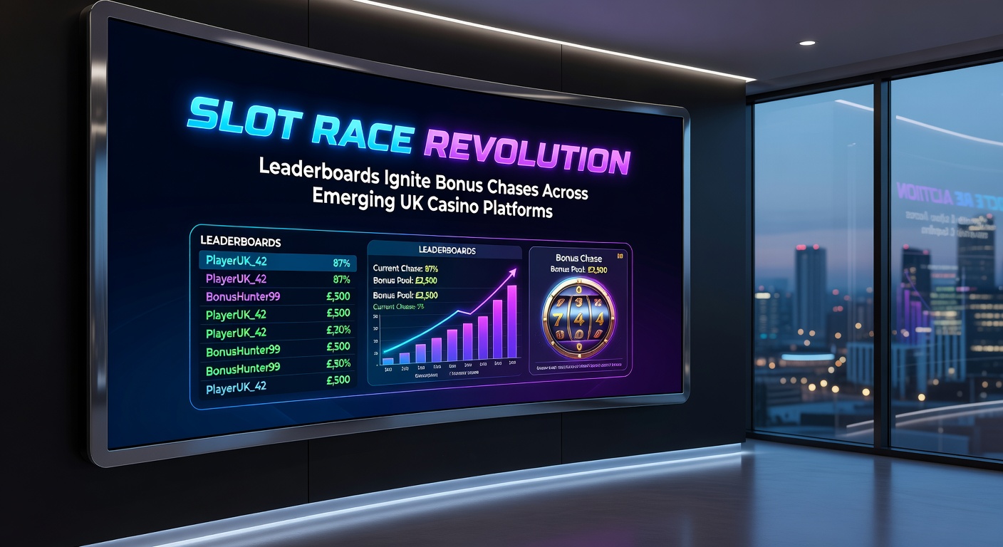 Players engaged in a heated slot race on a mobile UK casino app, with leaderboard updates and bonus notifications flashing dynamically